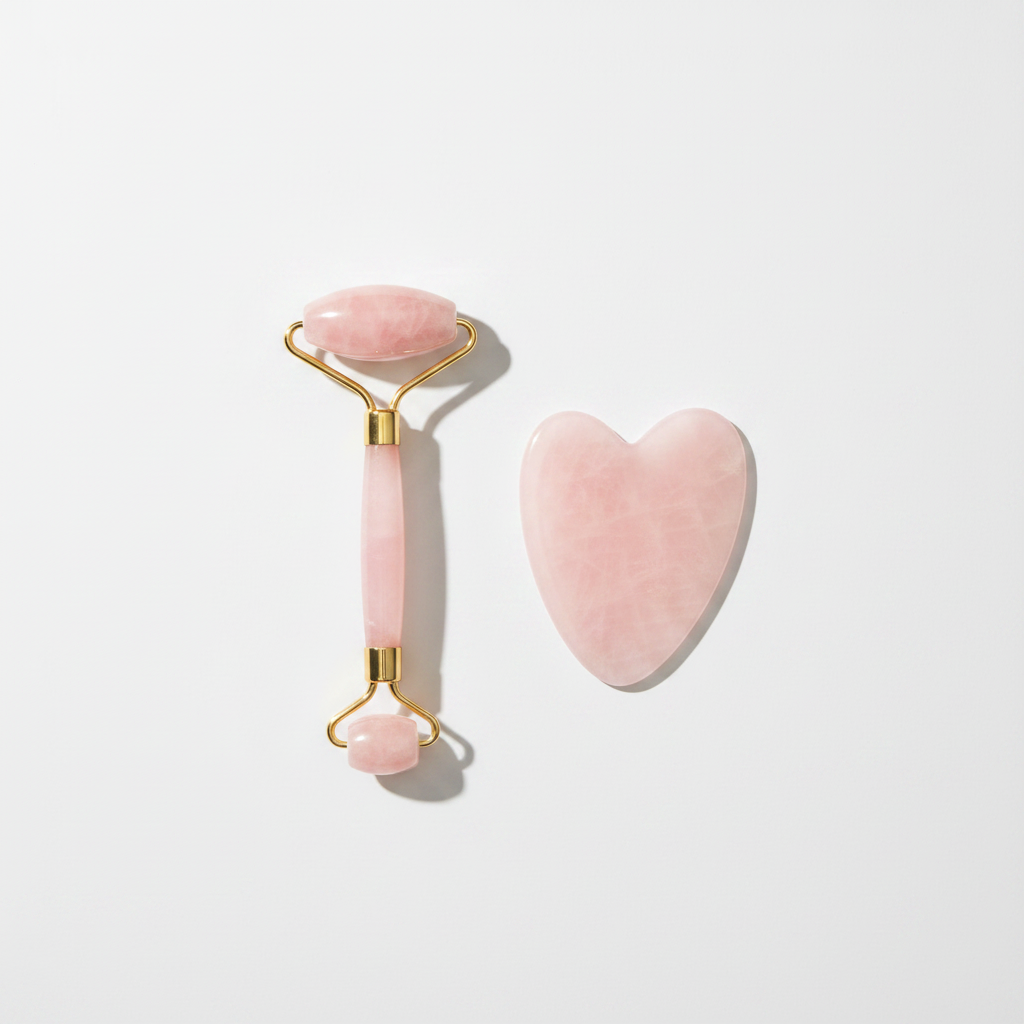 רולר ג'ייד (Jade Roller) ואבן גוואשה מקוורץ ורוד